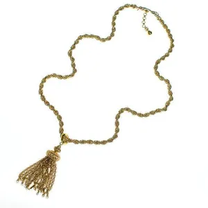 Vintage Crown Trifari Gold Tassel Necklace