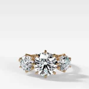 Vintage Eight Prong Three Stone Engagement Ring With Round Diamonds