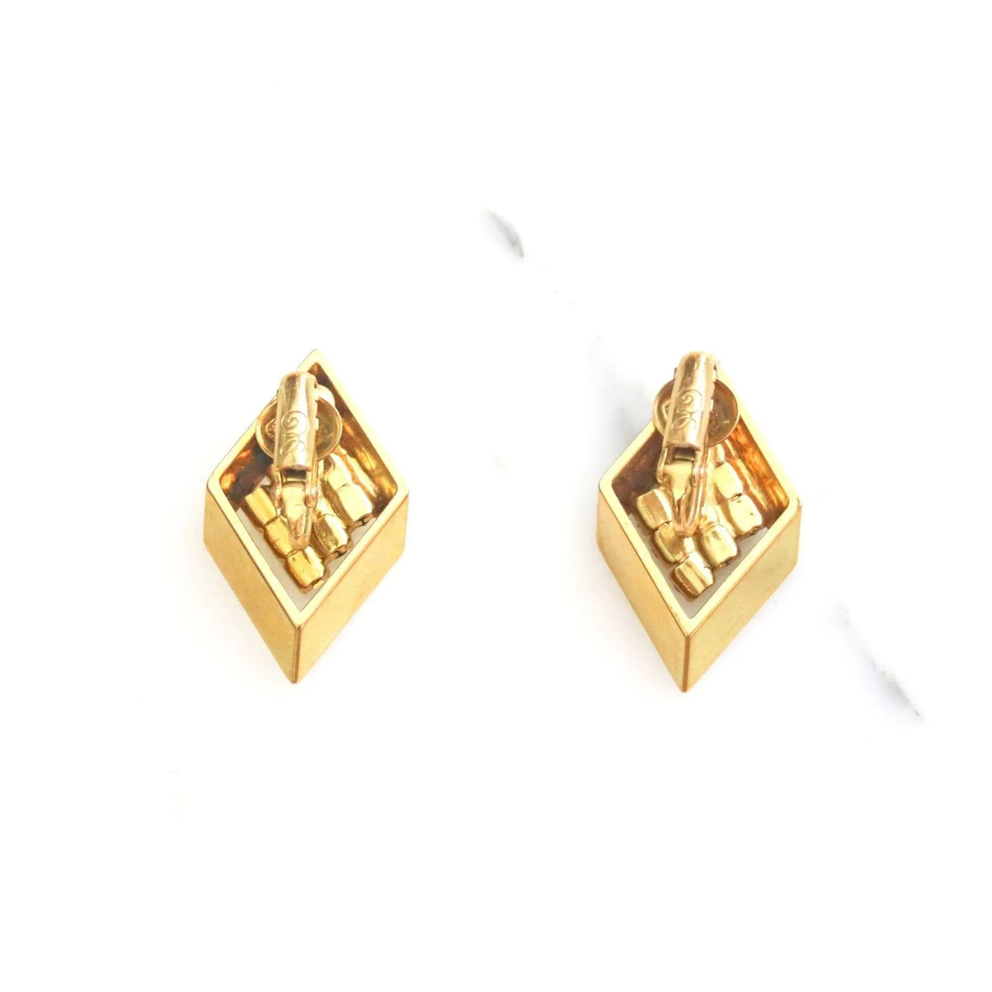 Vintage Emmons Gold Diamond Diamante Statement Earrings