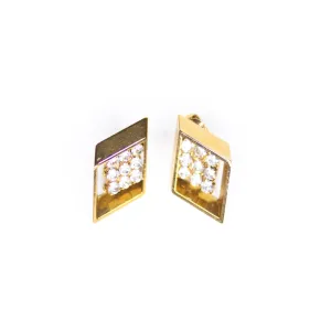 Vintage Emmons Gold Diamond Diamante Statement Earrings
