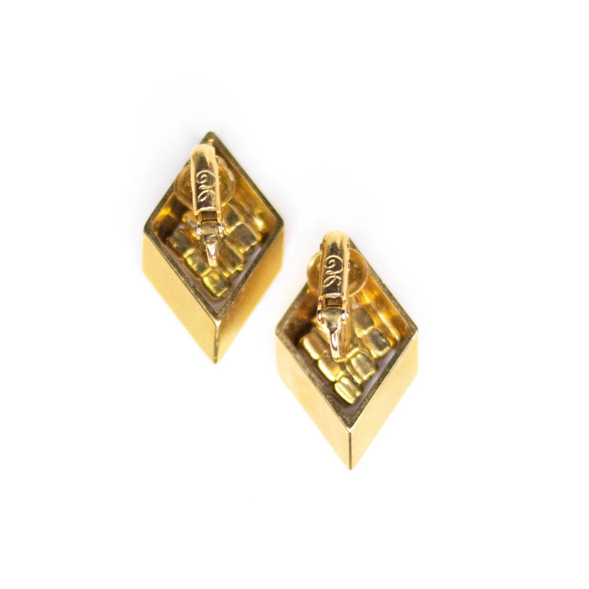 Vintage Emmons Gold Diamond Diamante Statement Earrings