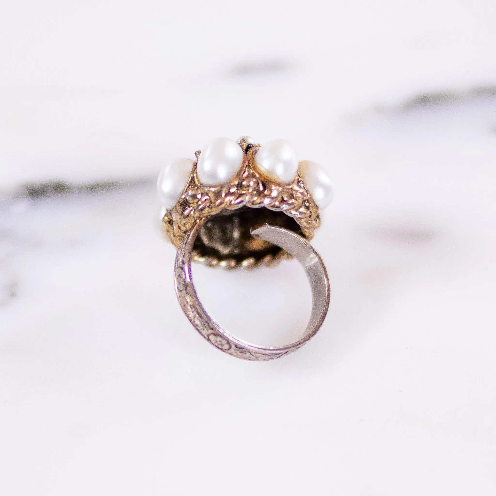 Vintage Faux Pearl Statement Ring