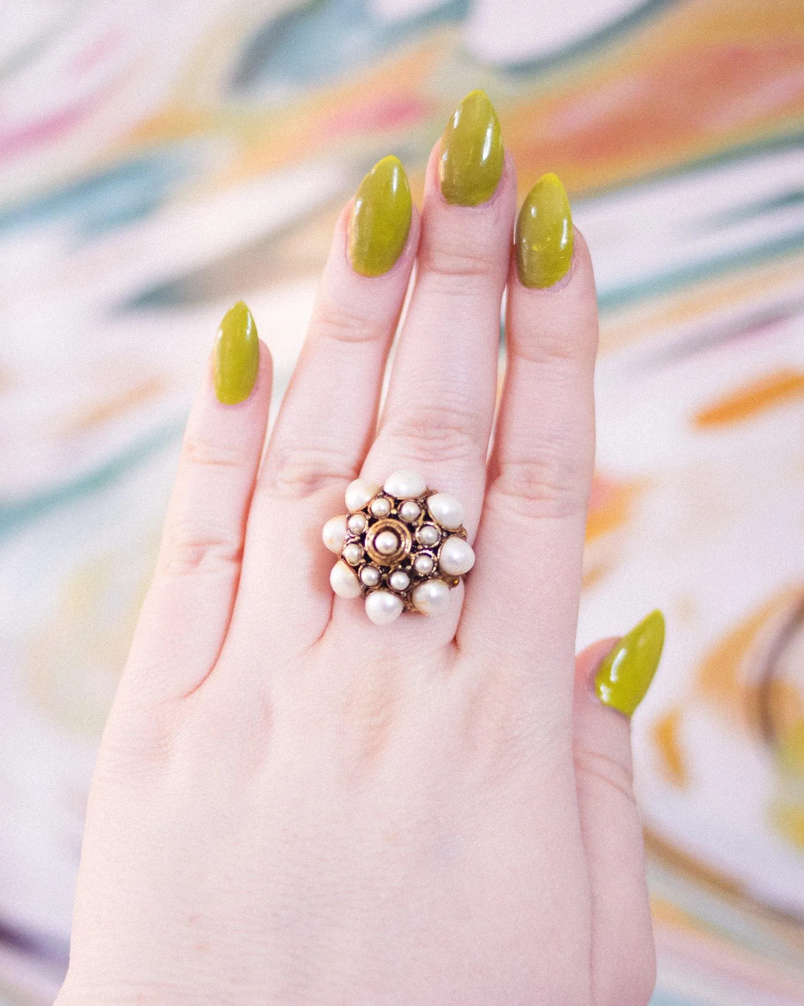 Vintage Faux Pearl Statement Ring
