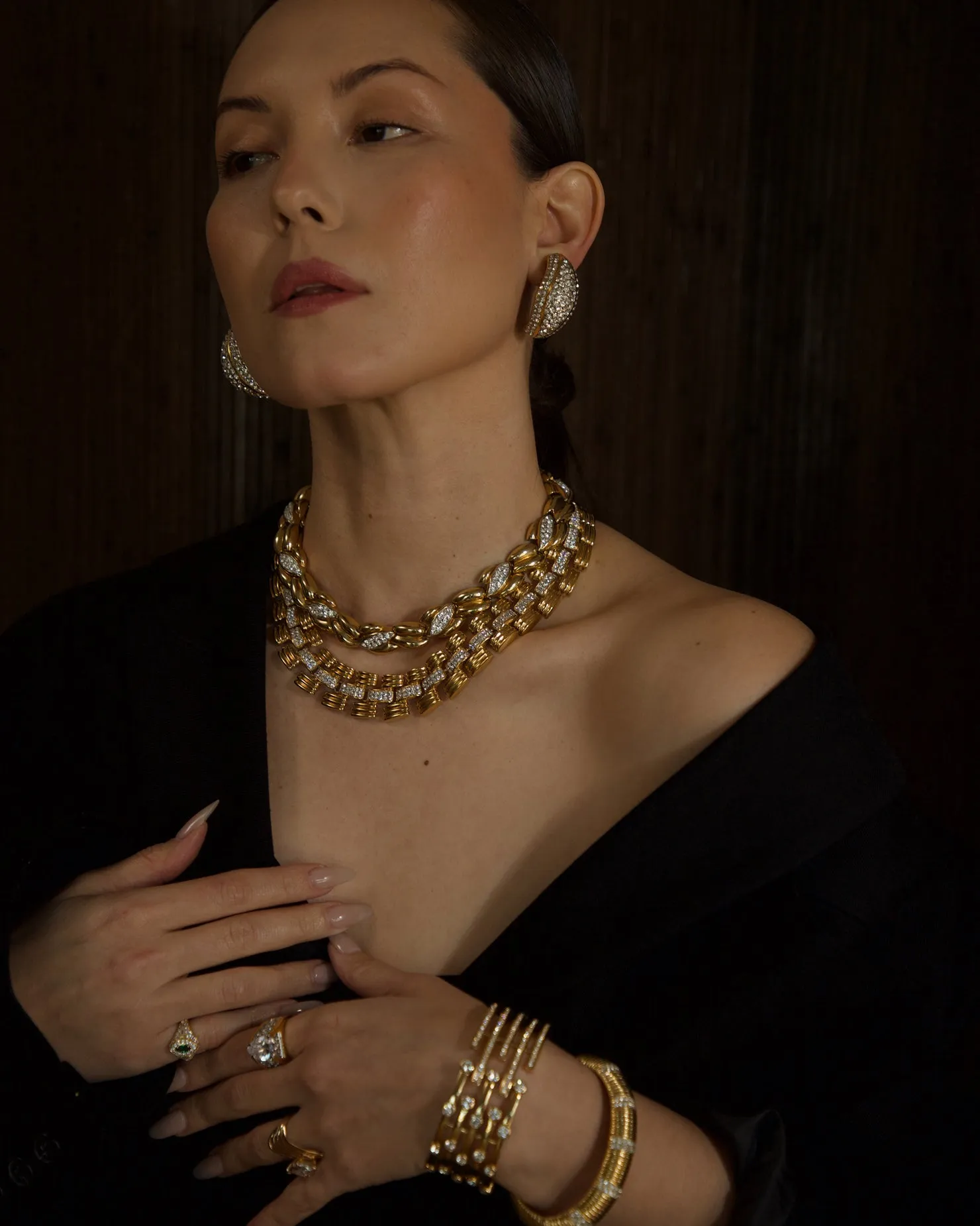 Vintage Fluted Panther Chain Necklace