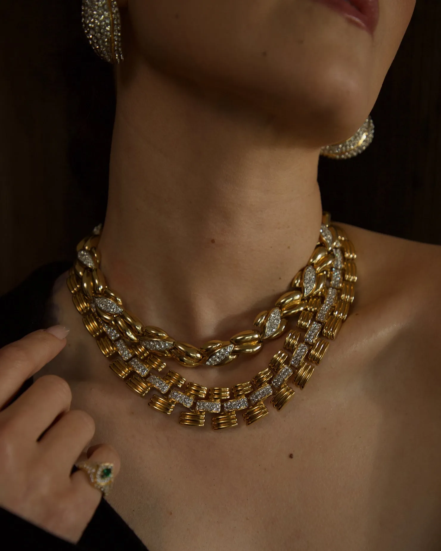 Vintage Fluted Panther Chain Necklace