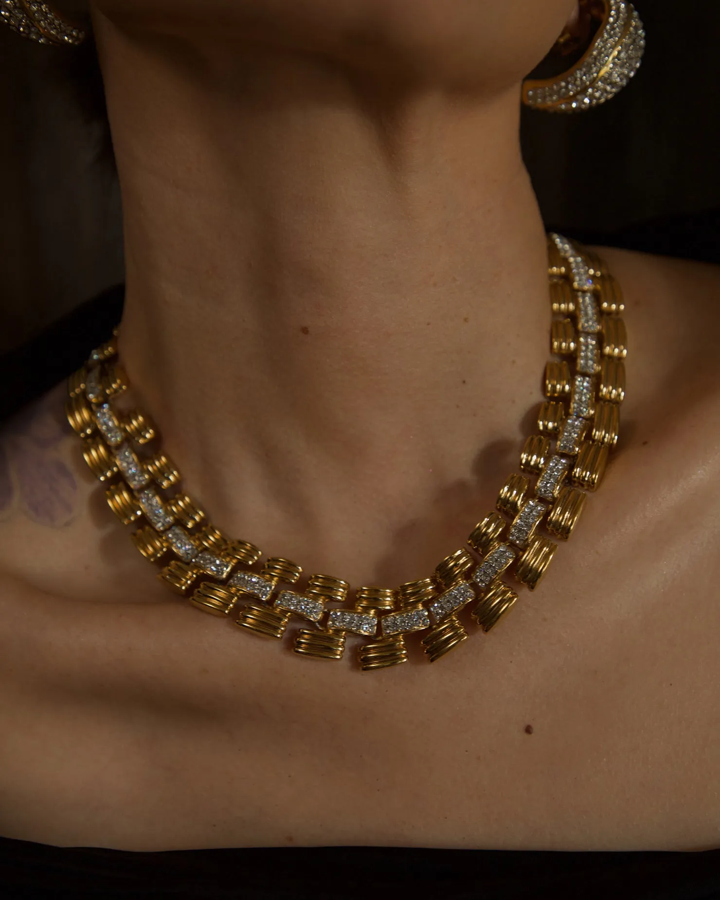 Vintage Fluted Panther Chain Necklace