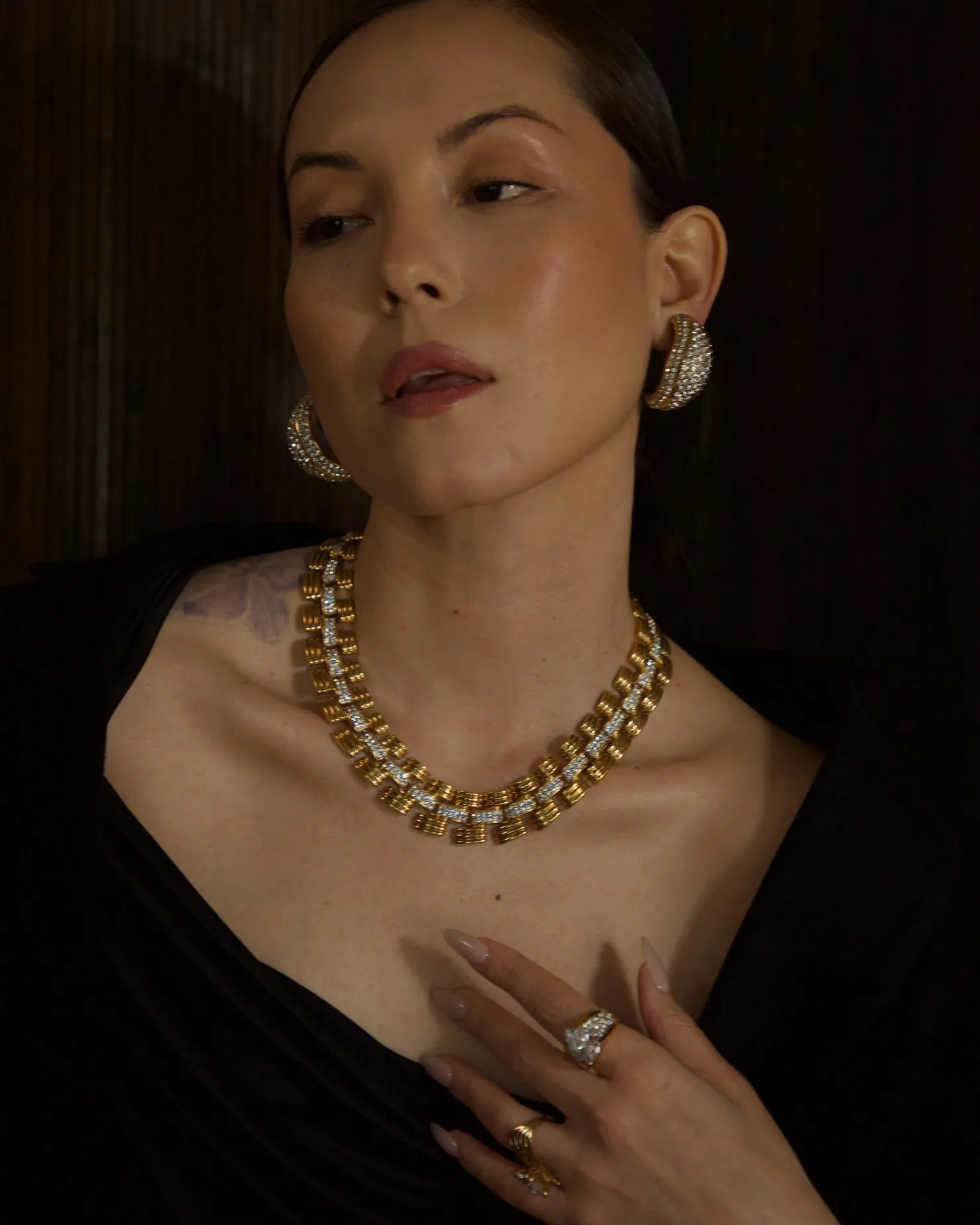 Vintage Fluted Panther Chain Necklace