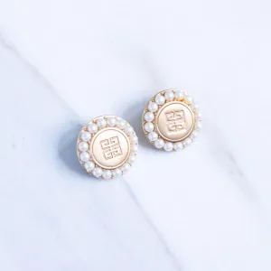 Vintage Givenchy Couture Logo and Pearl Statement Earrings