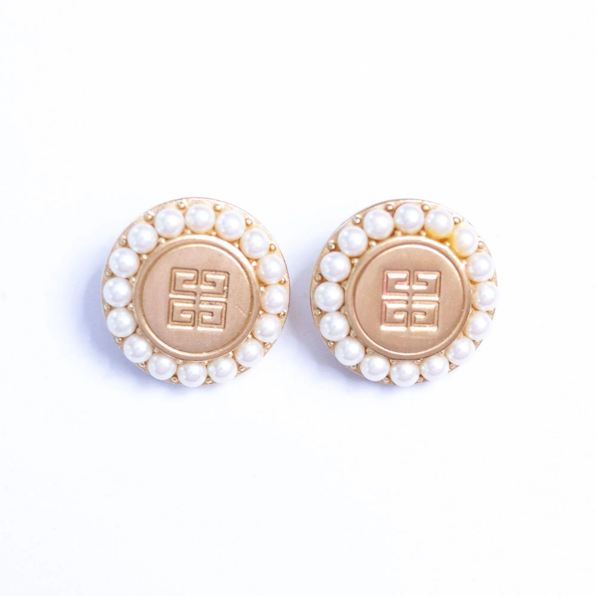 Vintage Givenchy Couture Logo and Pearl Statement Earrings