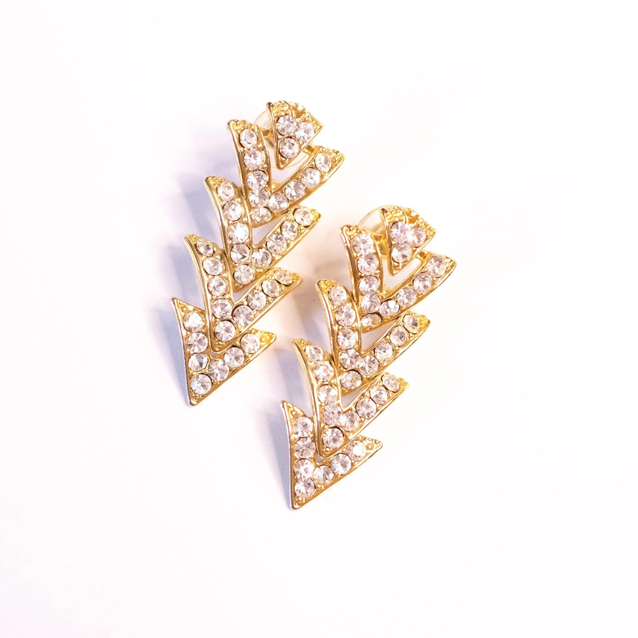Vintage Glam “V” Style with Diamante Rhinestone Statement Earrings