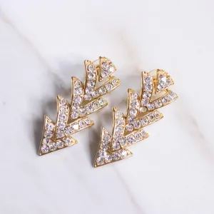 Vintage Glam “V” Style with Diamante Rhinestone Statement Earrings