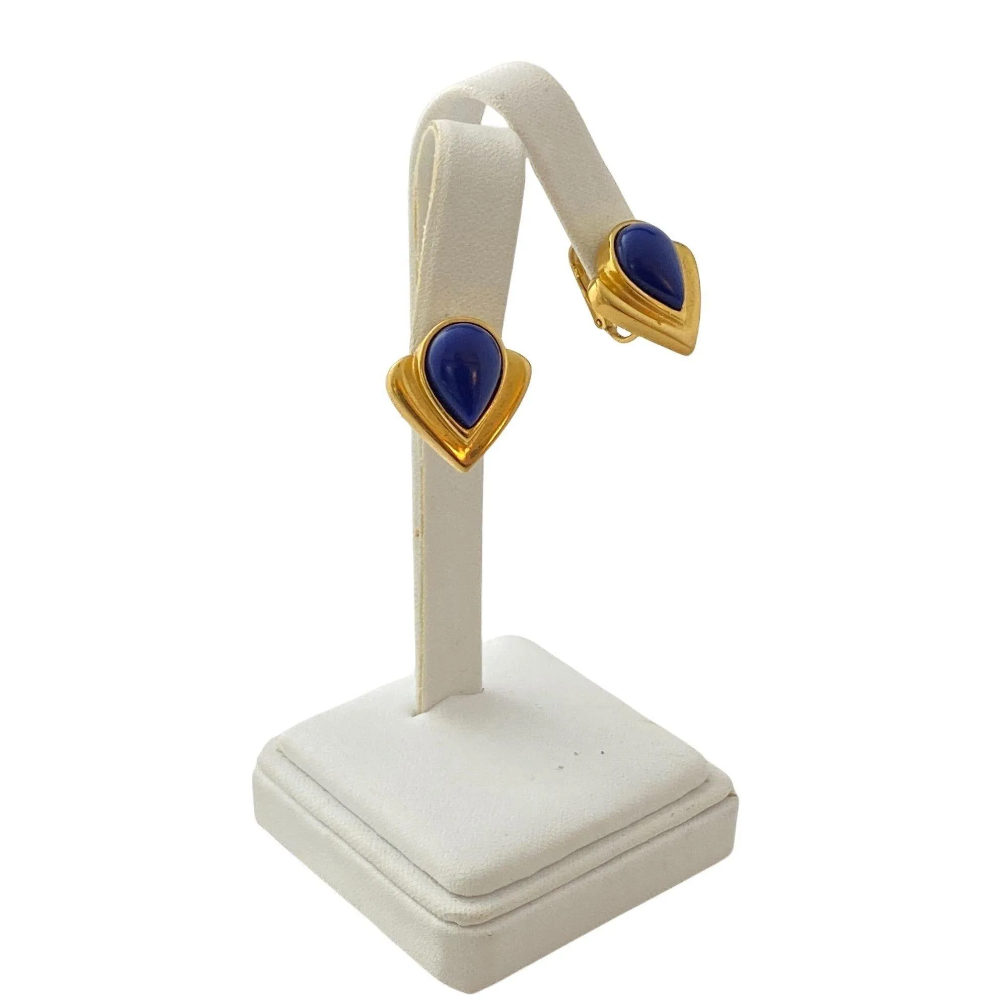 Vintage Gold and Blue Statement Earrings