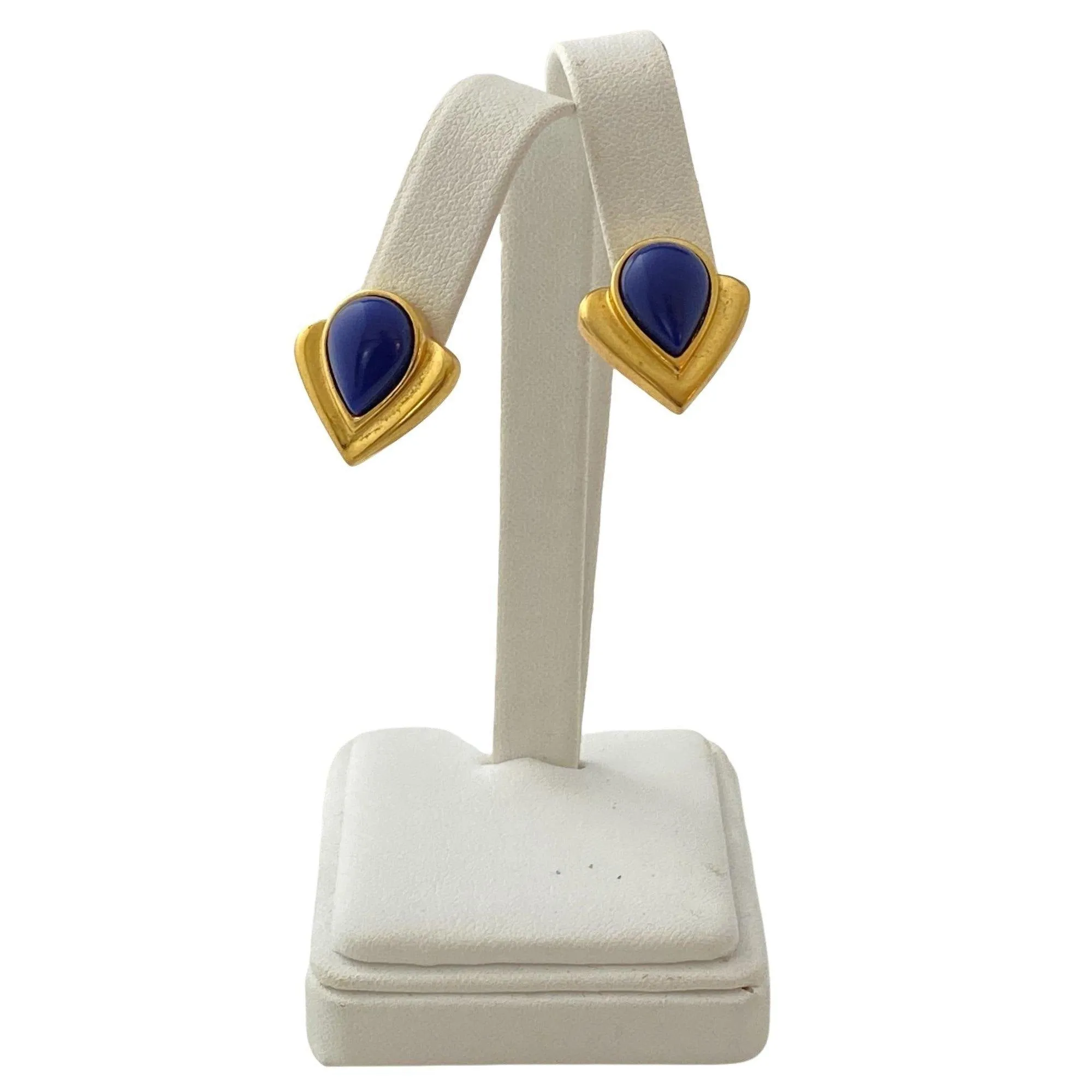 Vintage Gold and Blue Statement Earrings