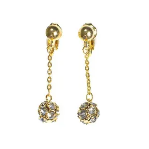 Vintage Gold Citrine Rhinestone Drop Statement Earrings