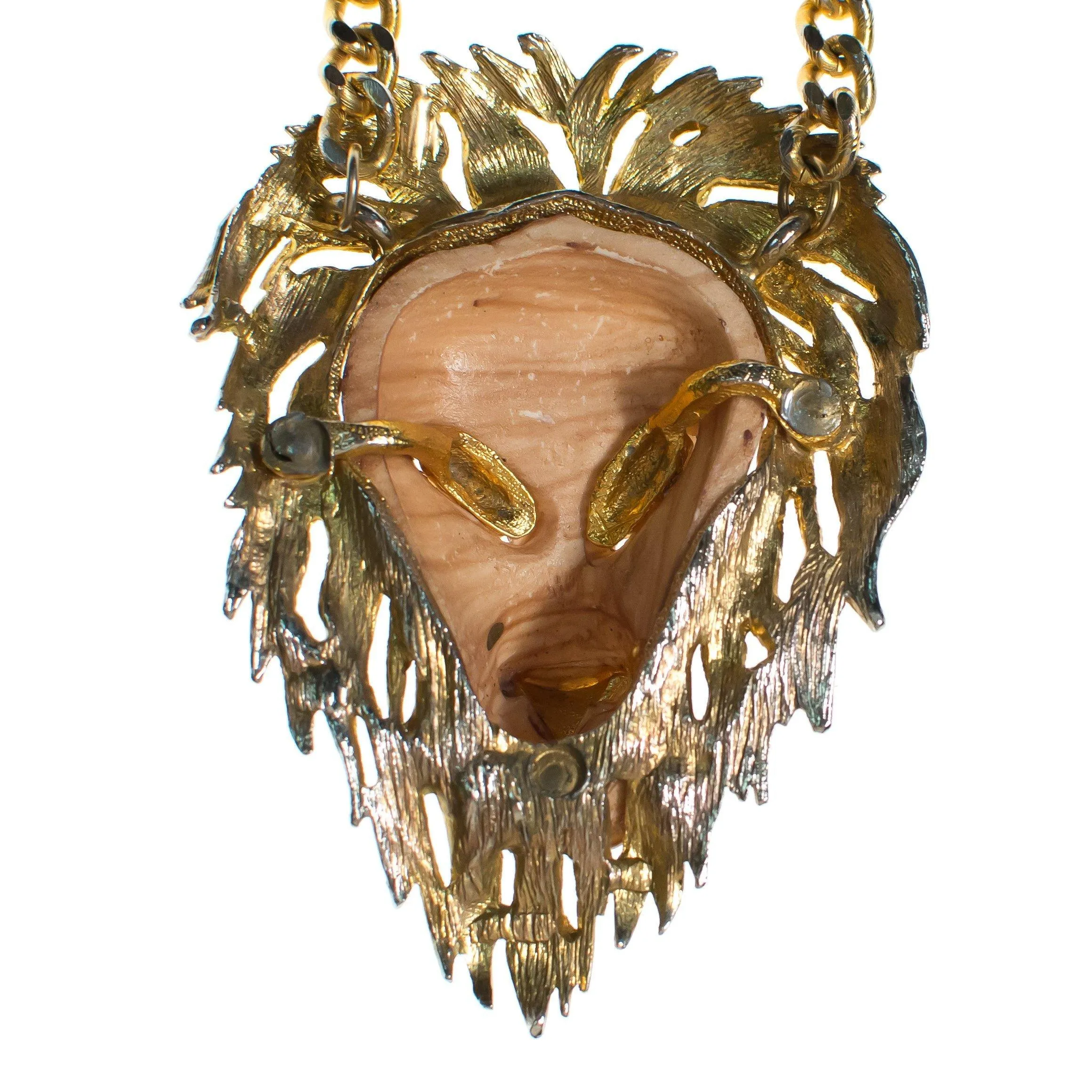 Vintage Huge Razza Lion Statement Necklace