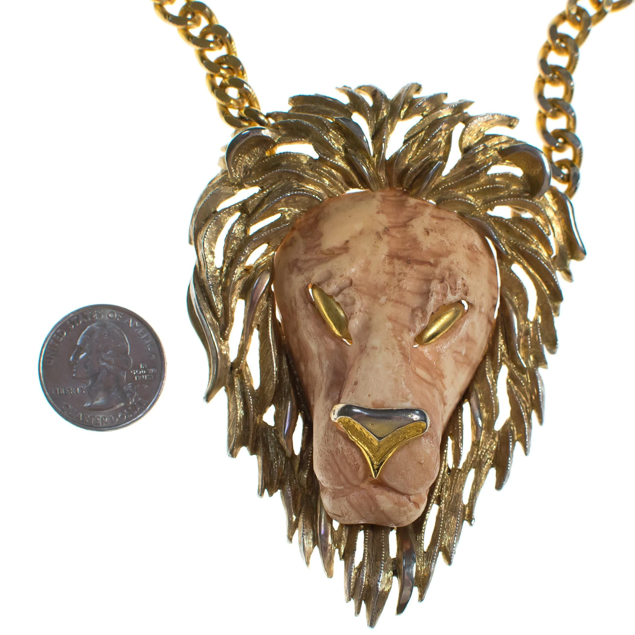 Vintage Huge Razza Lion Statement Necklace