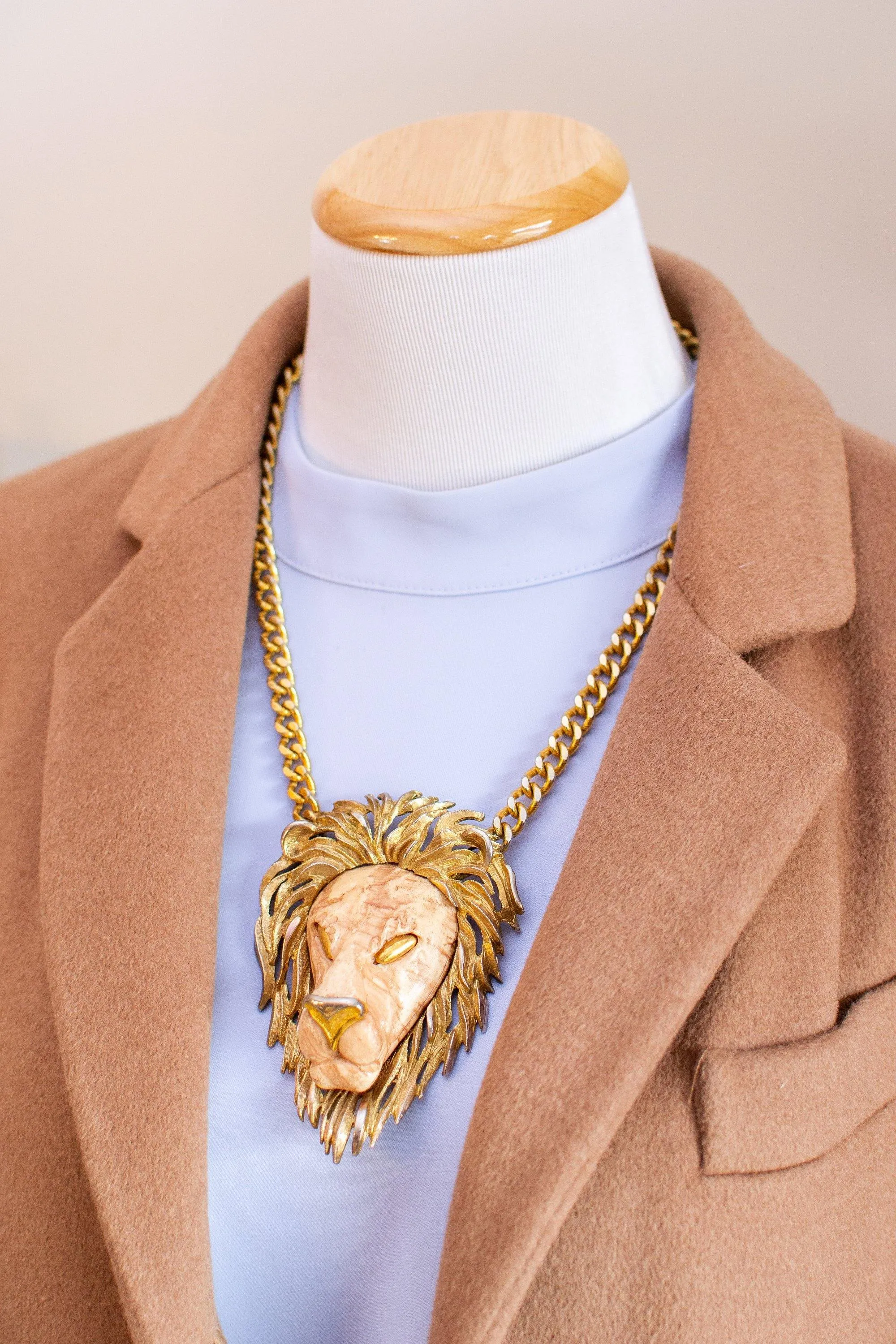 Vintage Huge Razza Lion Statement Necklace