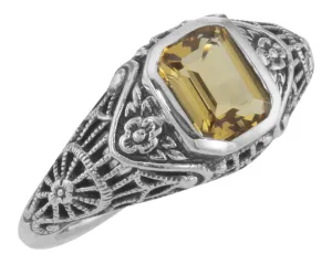 Vintage Inspired Citrine Filigree Ring