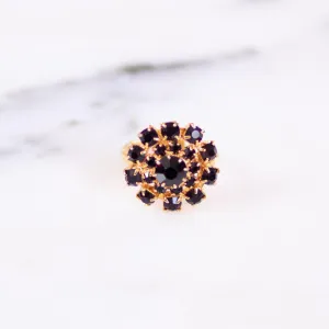 Vintage Jet Rhinestone Statement Ring