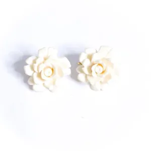 Vintage Judy Lee White Rose Statement Earrings