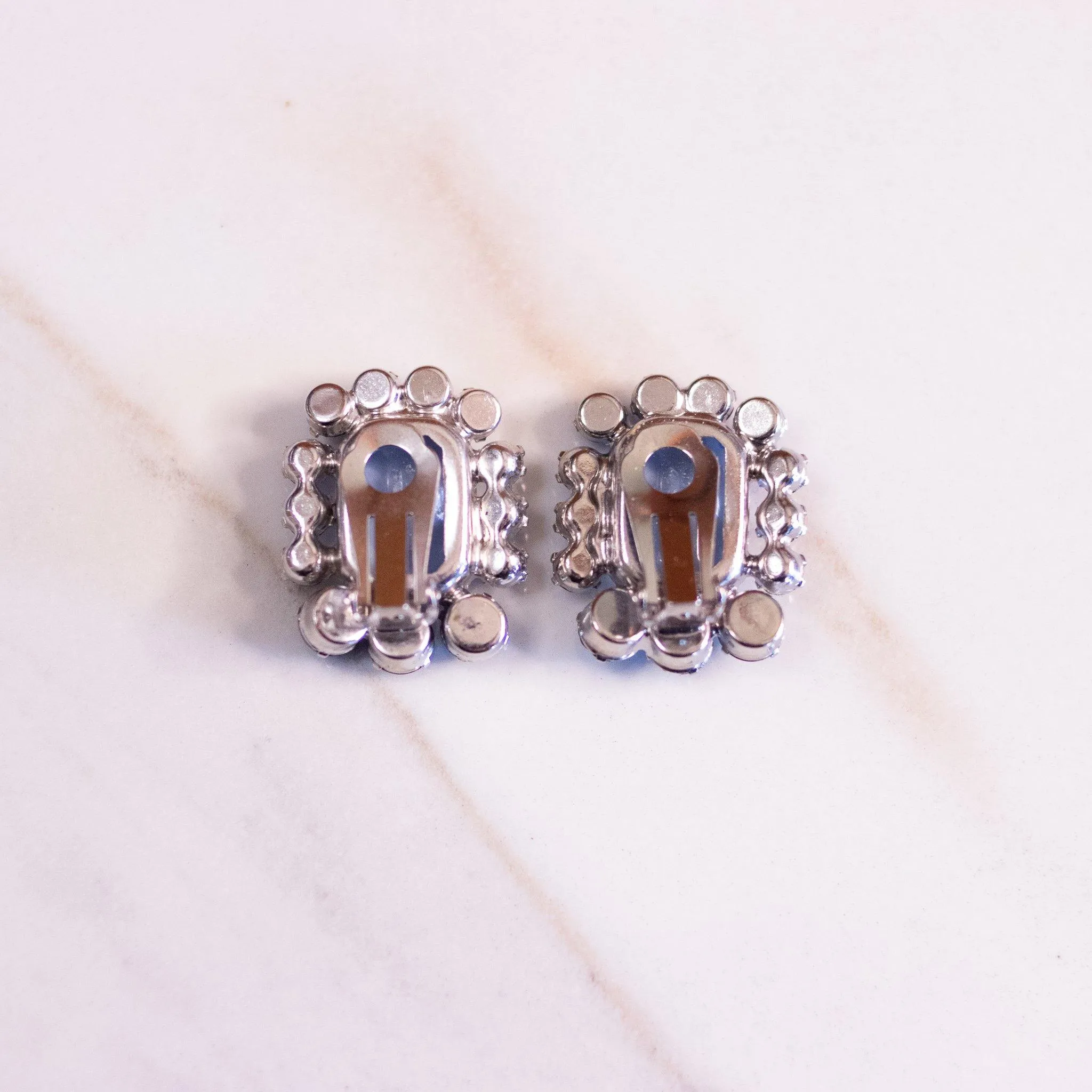 Vintage Large Blue Crystal Statement Earrings