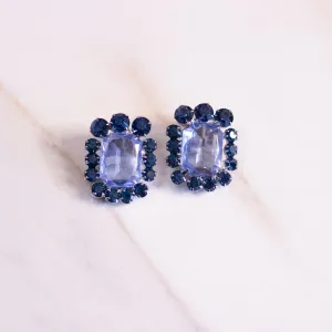 Vintage Large Blue Crystal Statement Earrings
