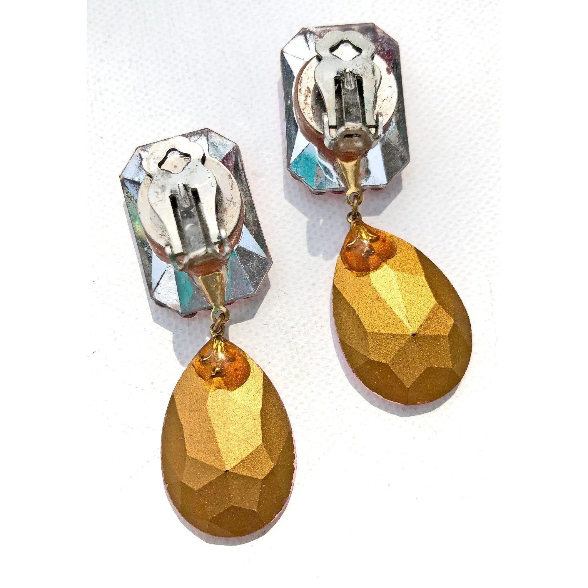 Vintage Light Pink Rhinestone Statement Earrings