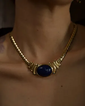 Vintage Marbled Blue Cab Chain Necklace