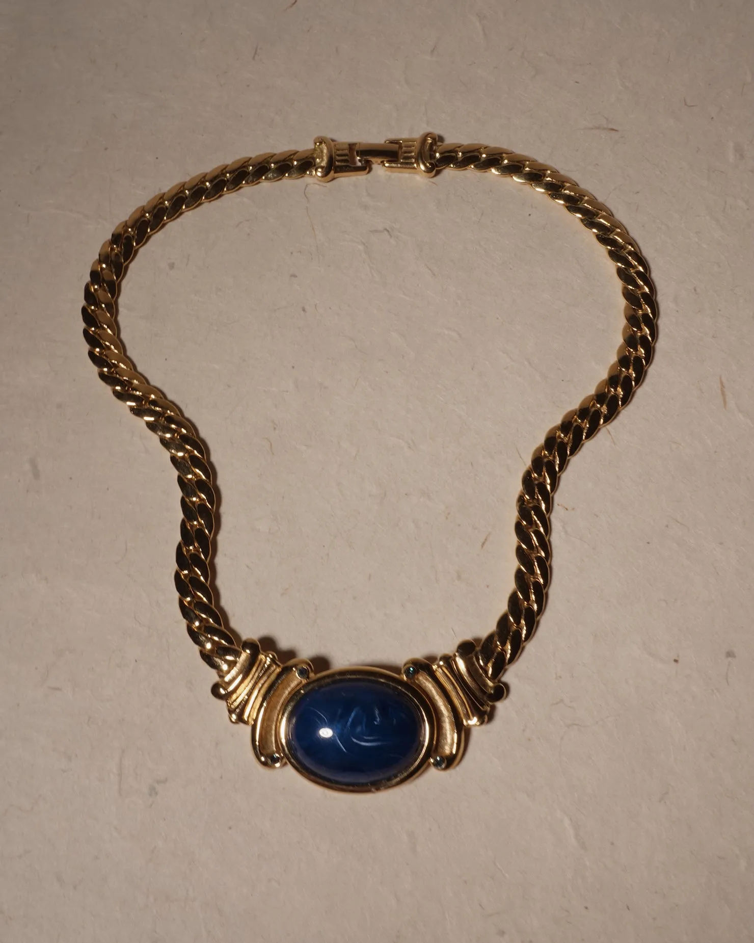Vintage Marbled Blue Cab Chain Necklace