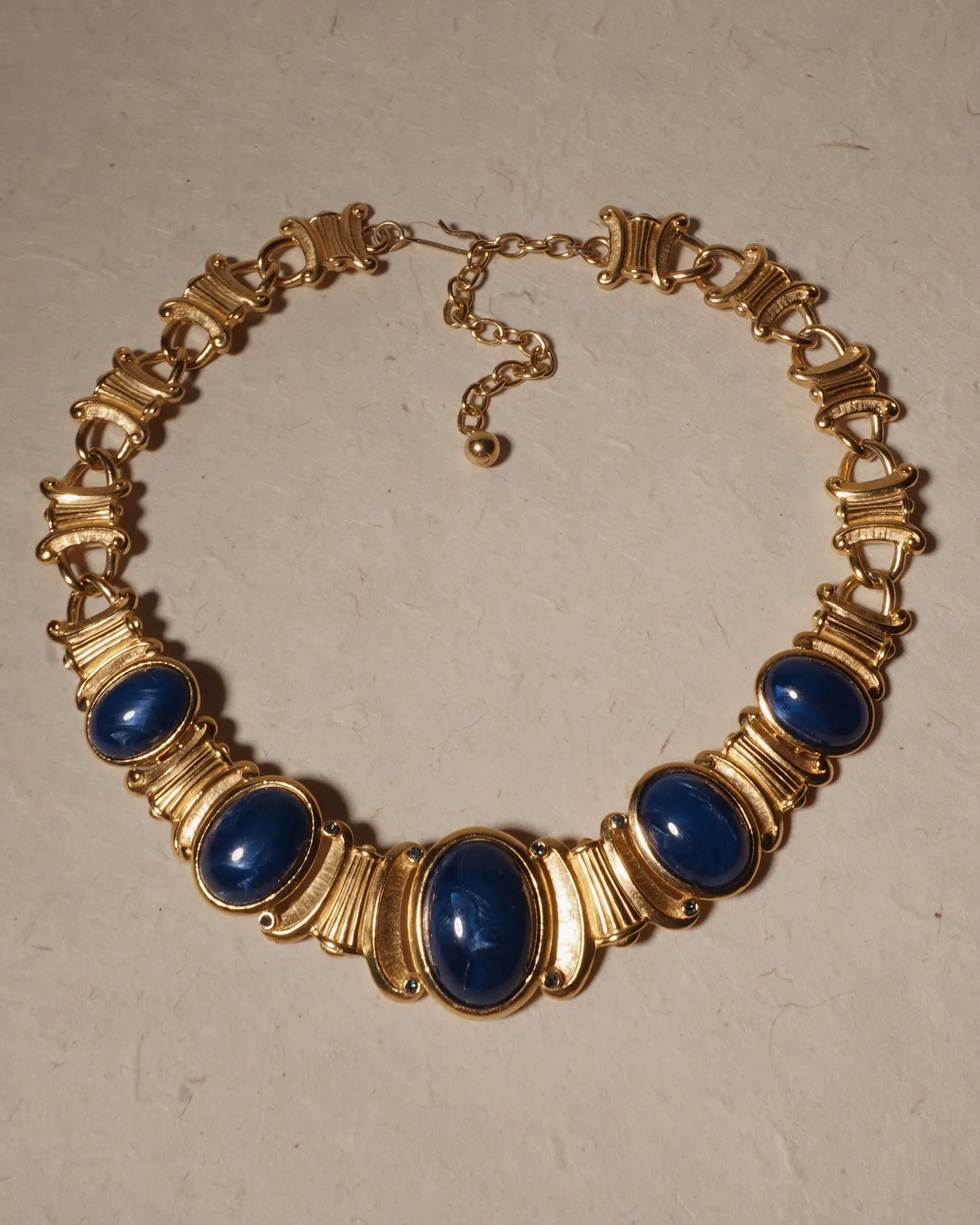 Vintage Marbled Blue Cab Statement Necklace