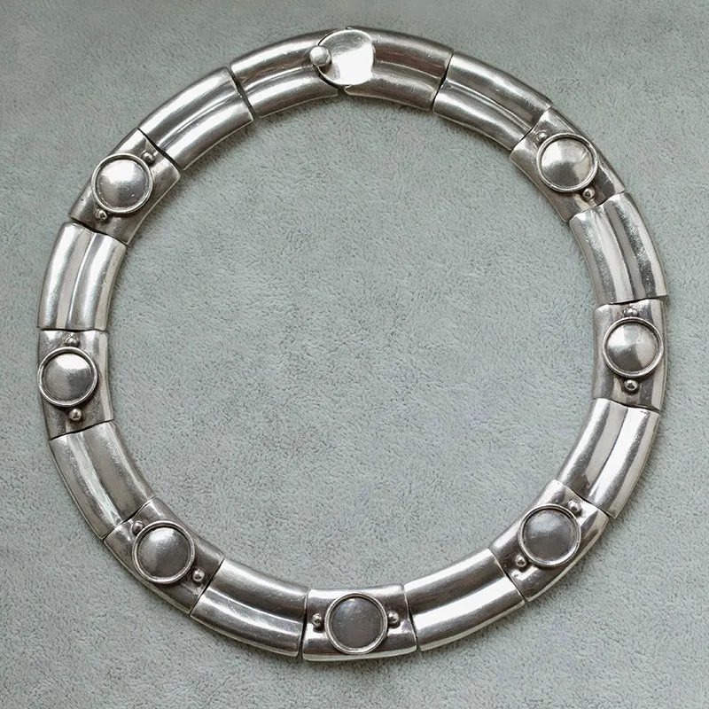 Vintage Mexican Sterling Silver Collar Necklace