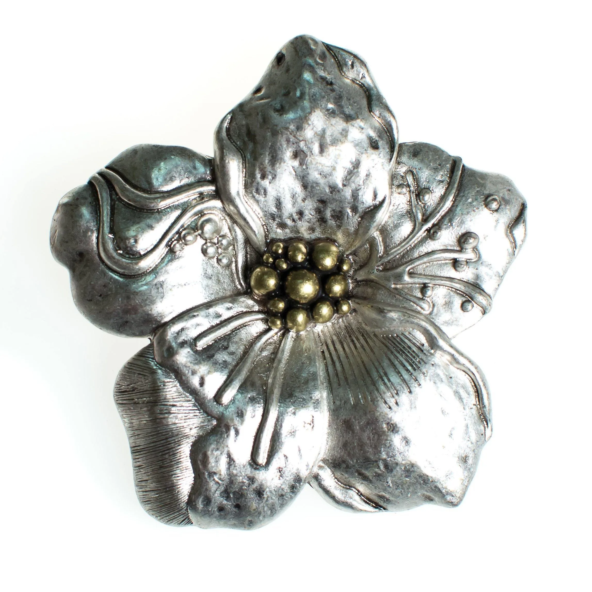 Vintage Modernist Silver Flower Blossom Statement Pendant