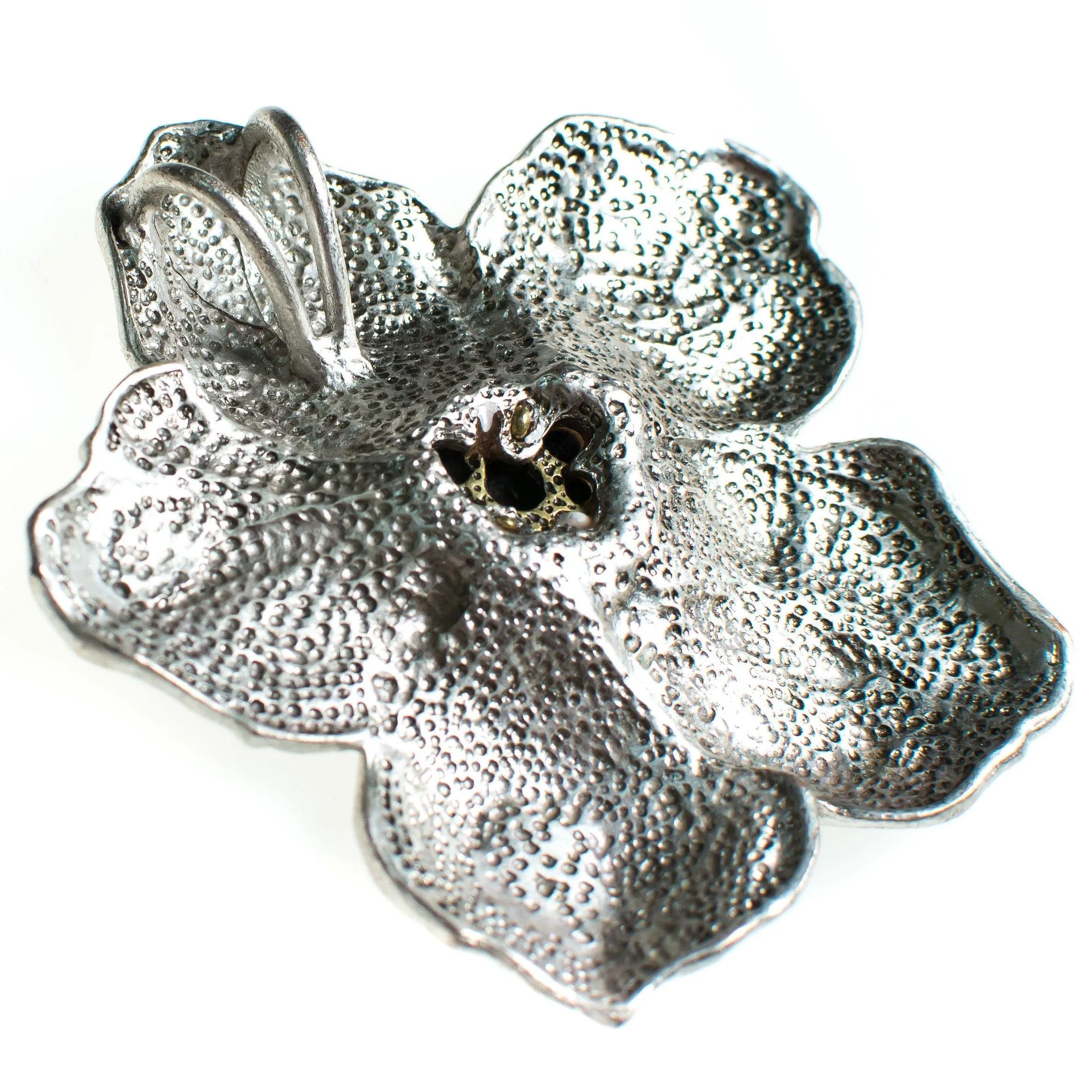 Vintage Modernist Silver Flower Blossom Statement Pendant