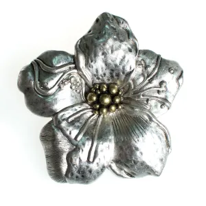 Vintage Modernist Silver Flower Blossom Statement Pendant