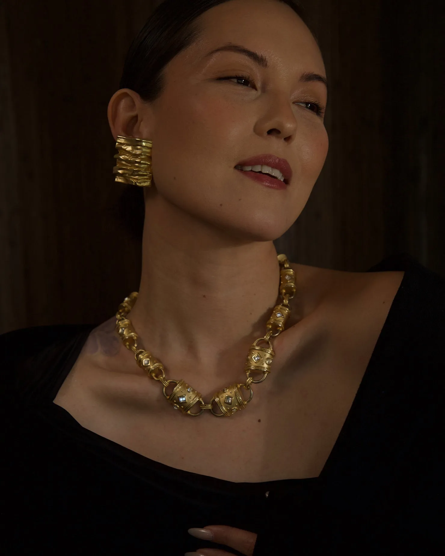 Vintage Moghul Matte Gold Necklace