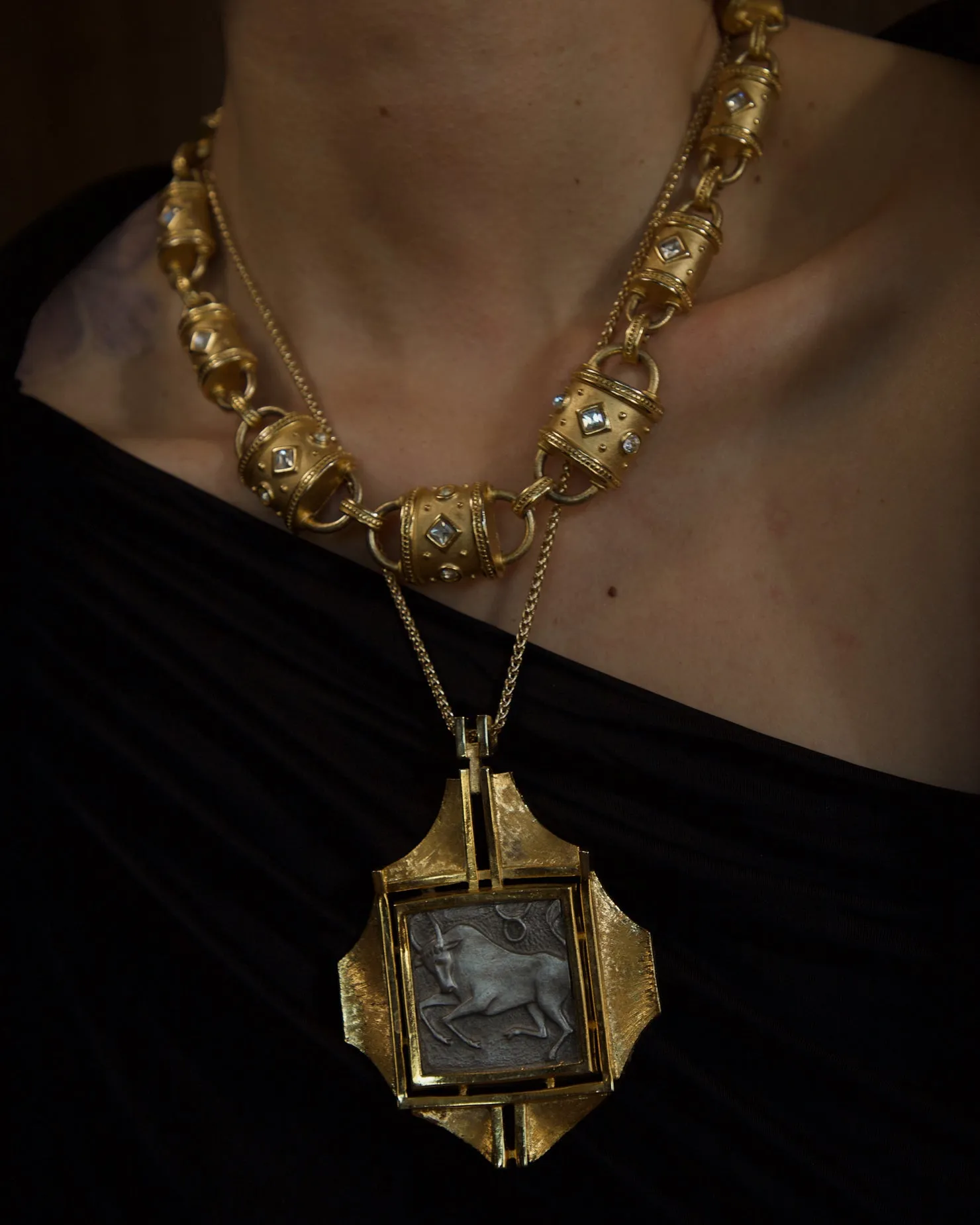 Vintage Moghul Matte Gold Necklace