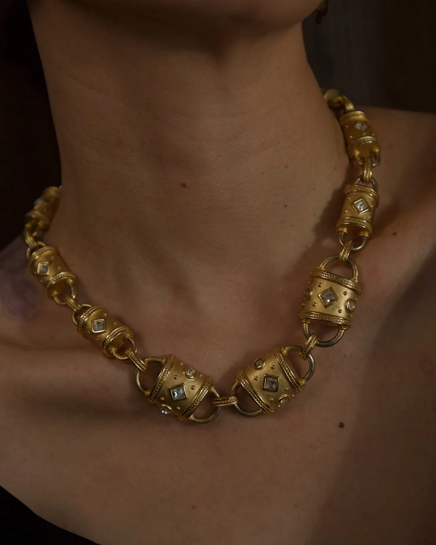 Vintage Moghul Matte Gold Necklace