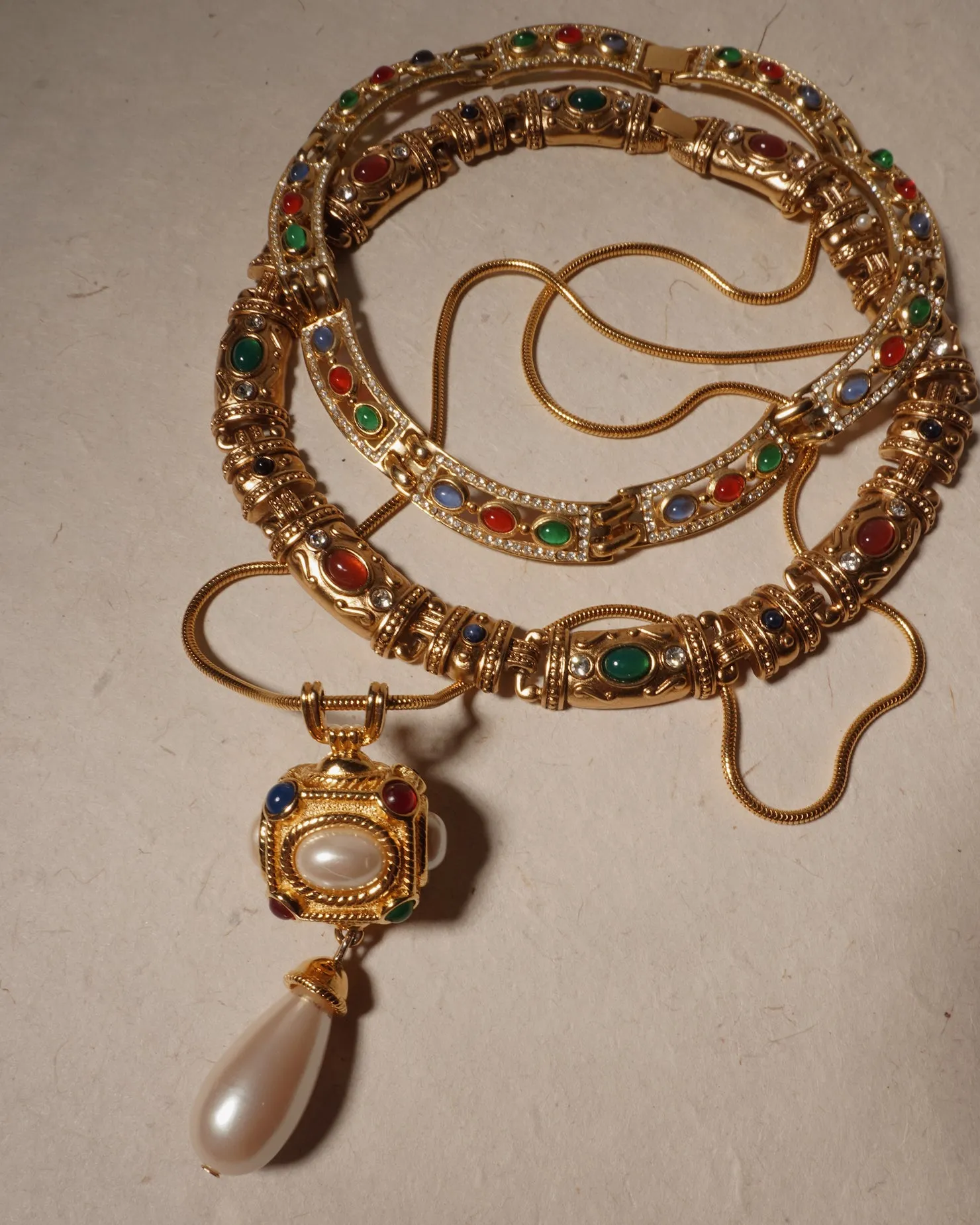Vintage Moghul Pearl Pendant Necklace