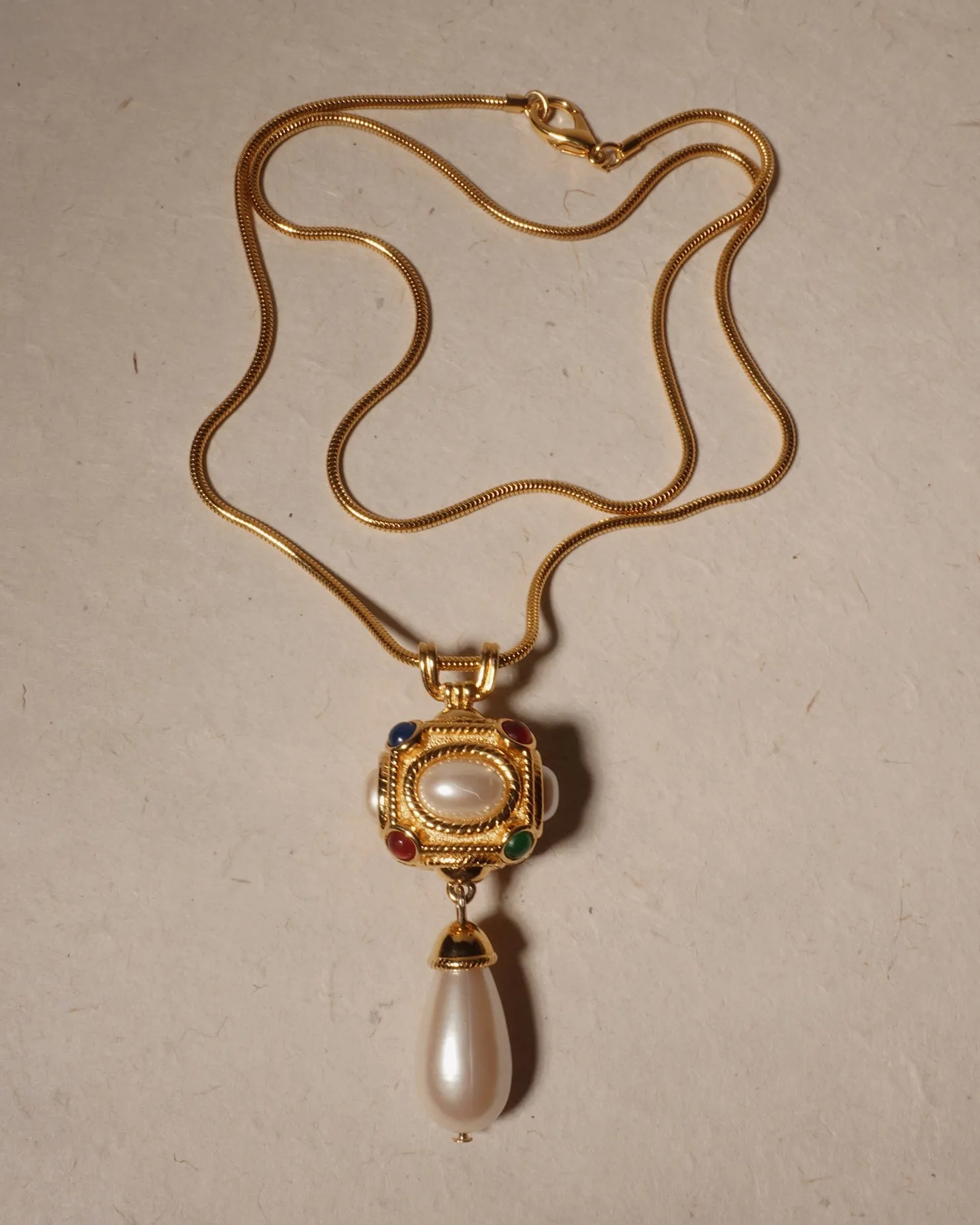 Vintage Moghul Pearl Pendant Necklace