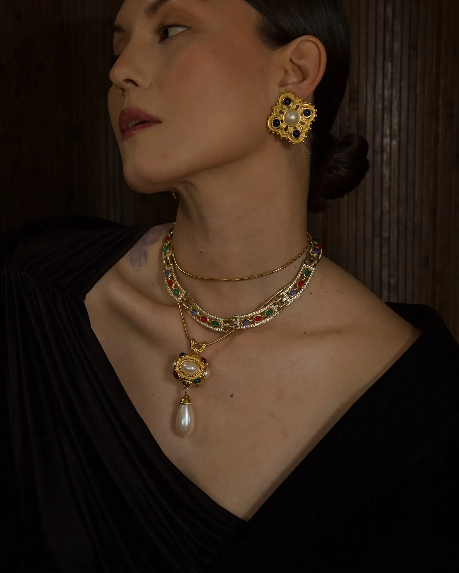 Vintage Moghul Pearl Pendant Necklace