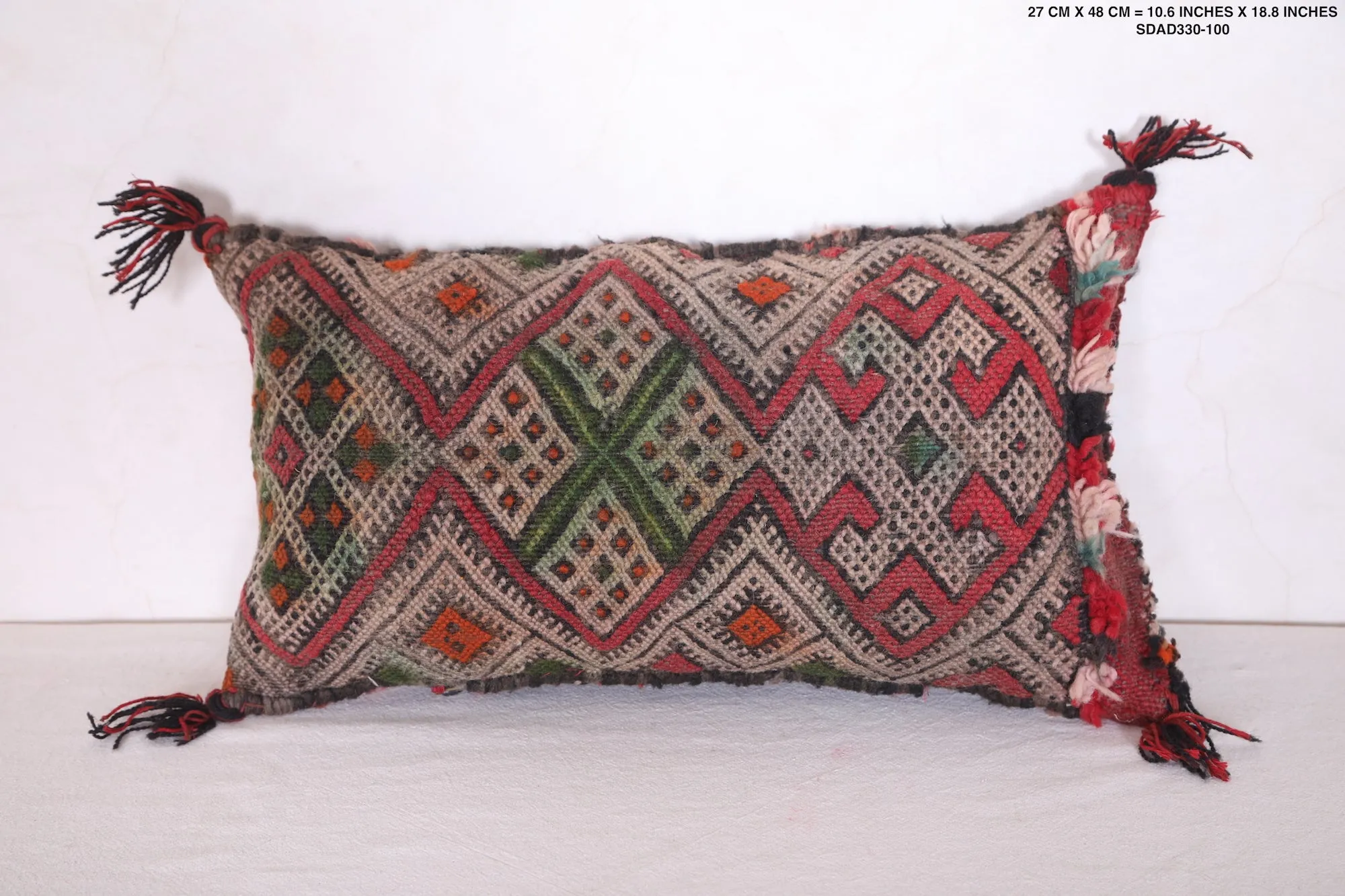 Vintage Moroccan Pillow Cover 10.6 INCHES X 18.8 INCHES