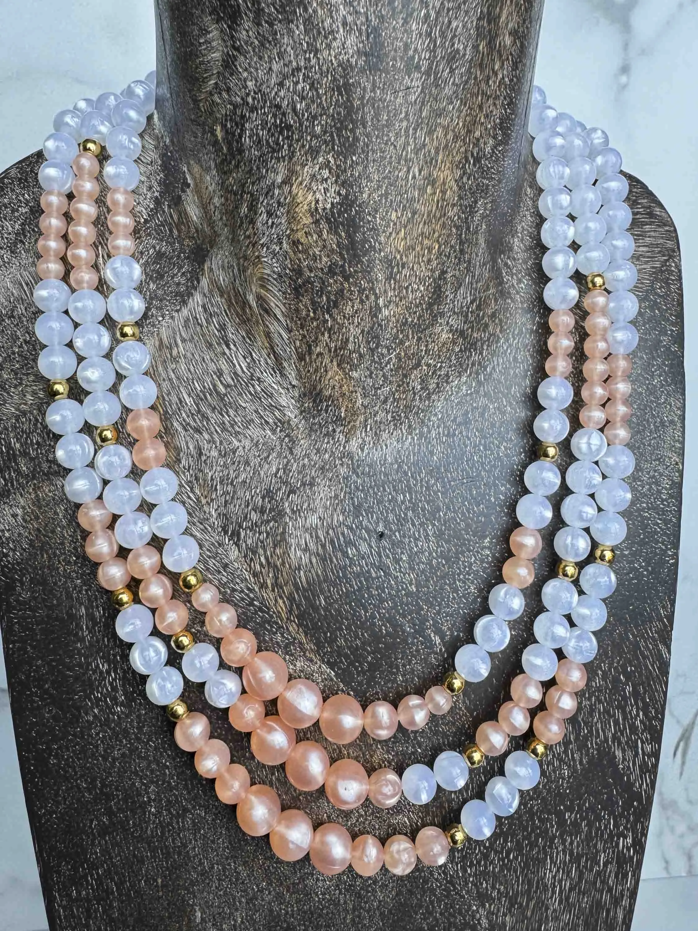 Vintage Multi-Strand Pastel Beaded Necklace