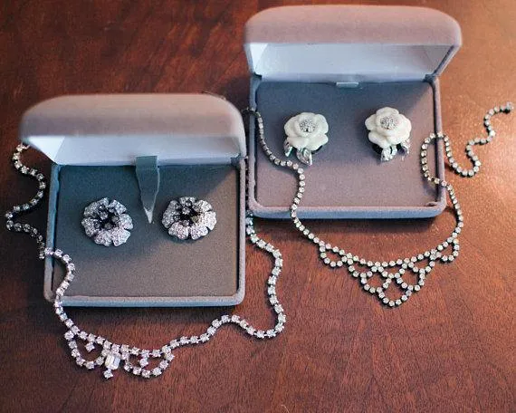 Vintage Nolan Miller Camelia Earrings With Diamante Crystals, Clip On