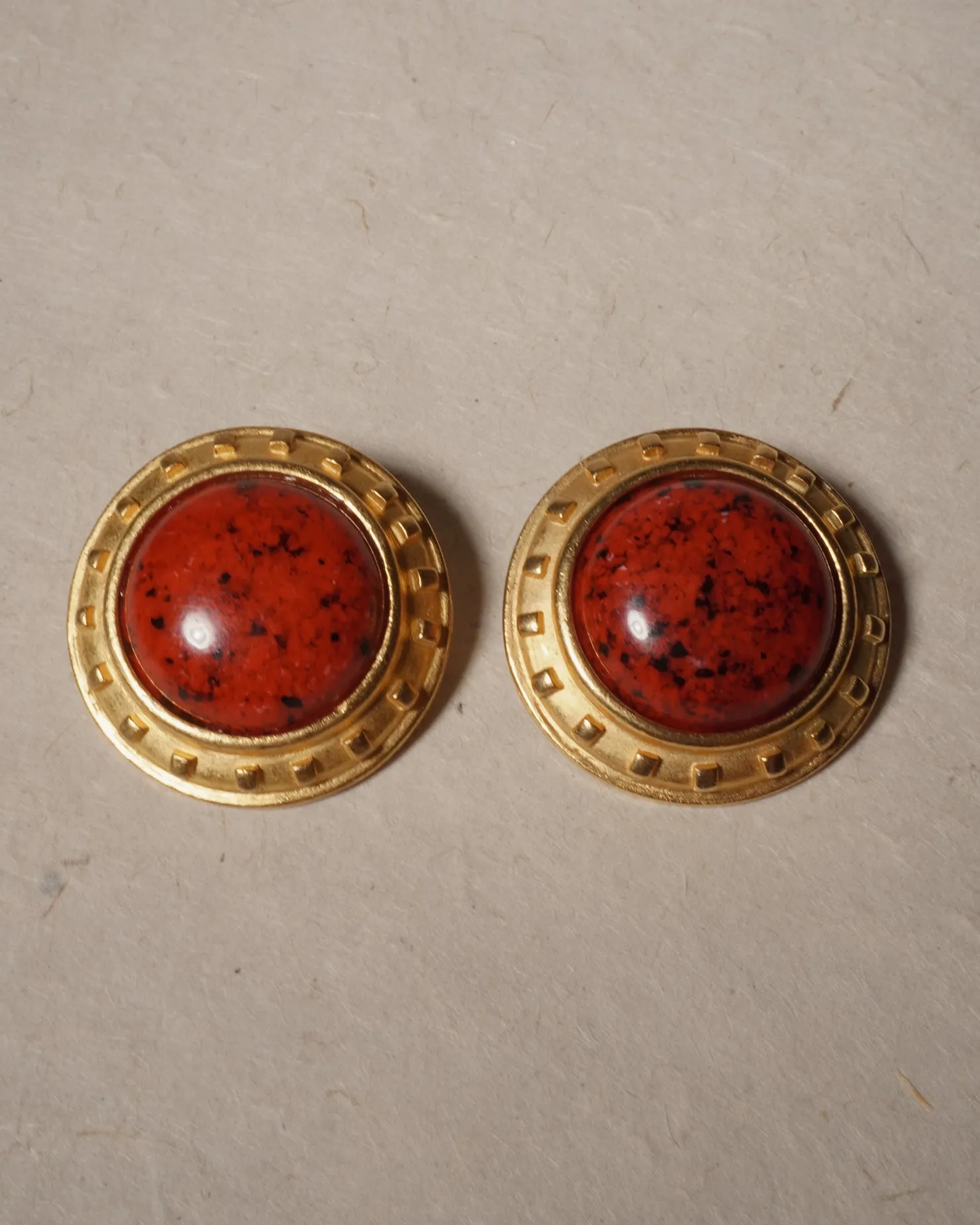 Vintage Oversized Agate Cabochon Clip Ons