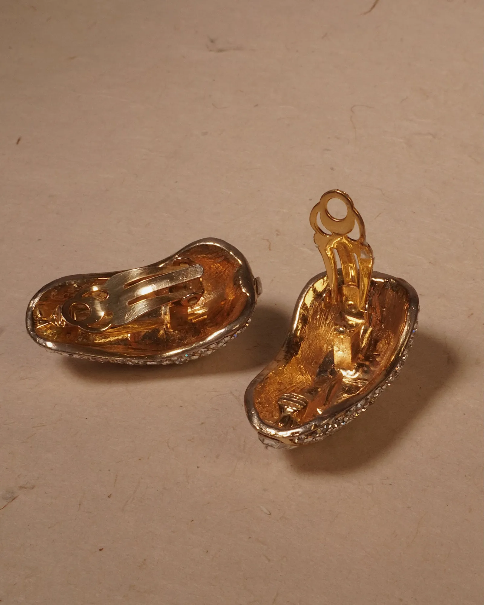 Vintage Oversized Pavé Half Hoop Clip Ons