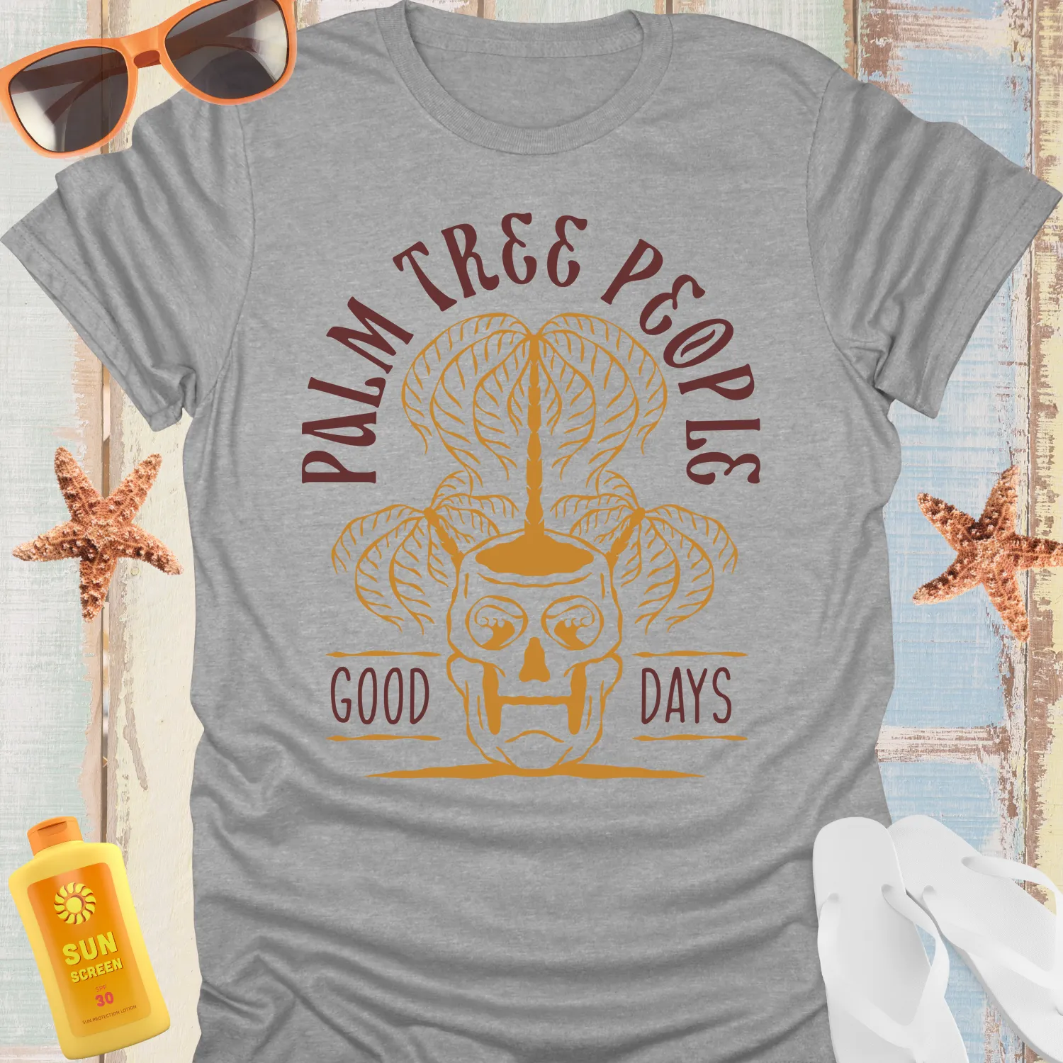 Vintage Palm Tree Skull T-Shirt For Retro Beach Lovers