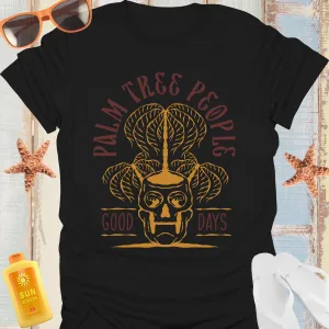 Vintage Palm Tree Skull T-Shirt For Retro Beach Lovers