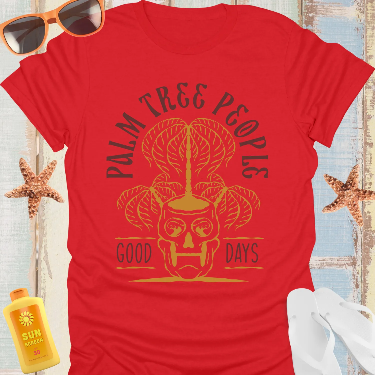 Vintage Palm Tree Skull T-Shirt For Retro Beach Lovers