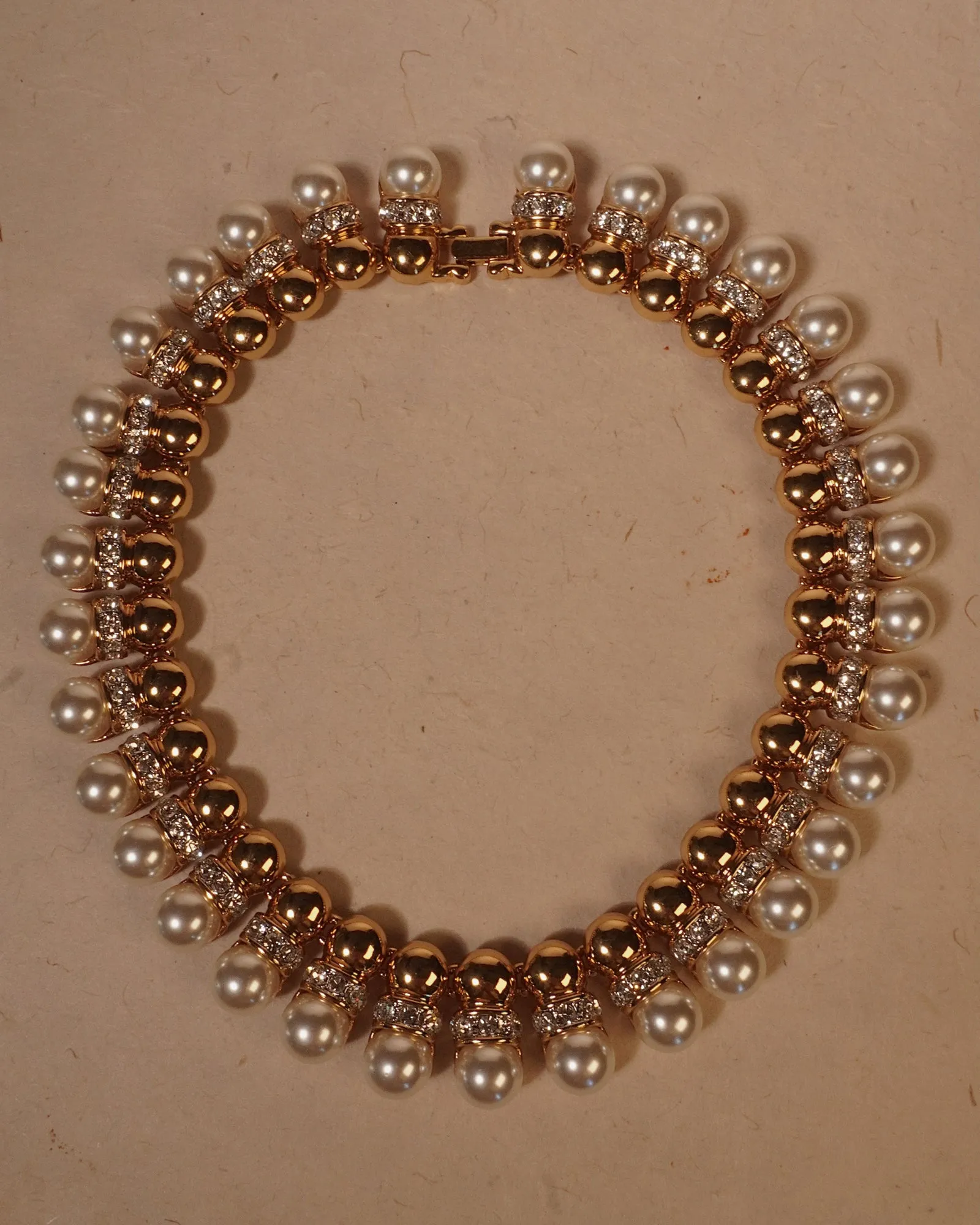 Vintage Pearl & Rhinestone Statement Necklace
