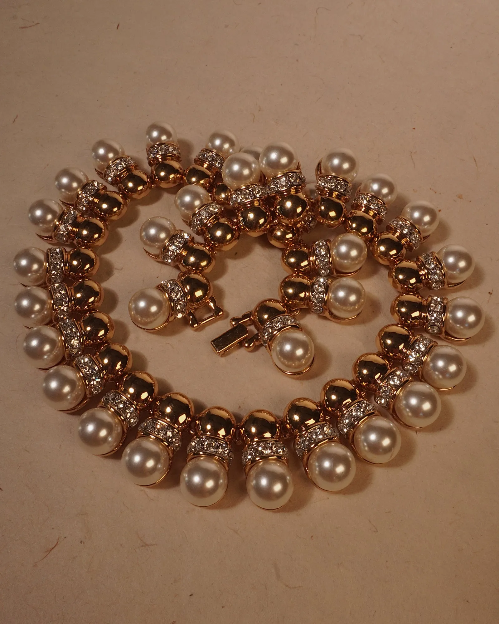 Vintage Pearl & Rhinestone Statement Necklace